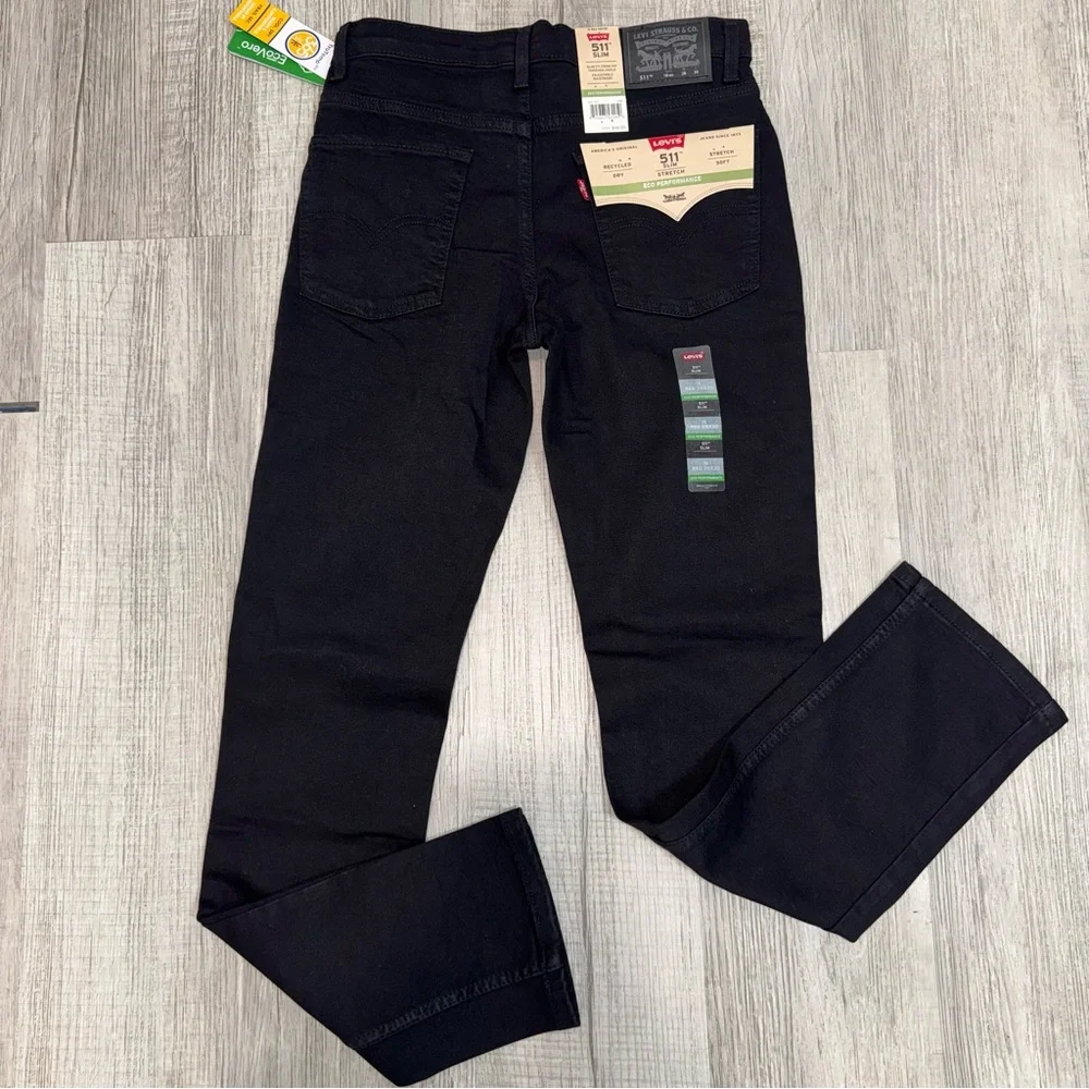 Levi's 511 Slim Stretch Fit From Hip Through Ankle Adjustable Boy 16R 28x30black - Picture 2 of 10